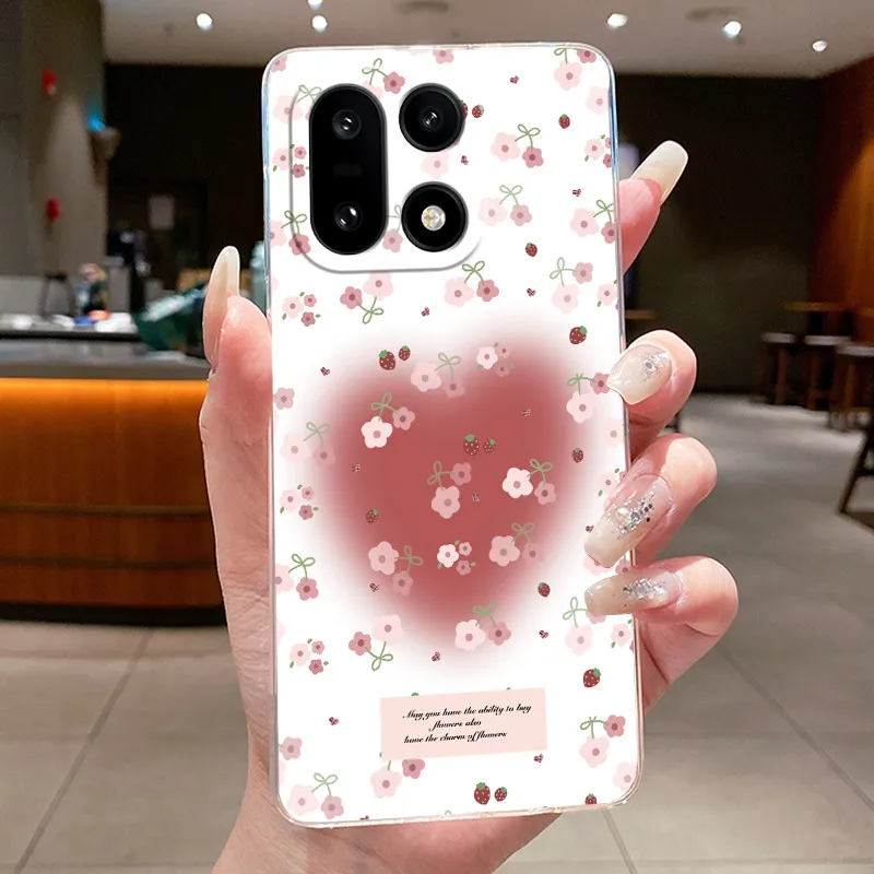 Coque pour OnePlus 15 fleur papillon téléphone Funda One Plus 15 Capa souple Silicone Transparent TPU couverture