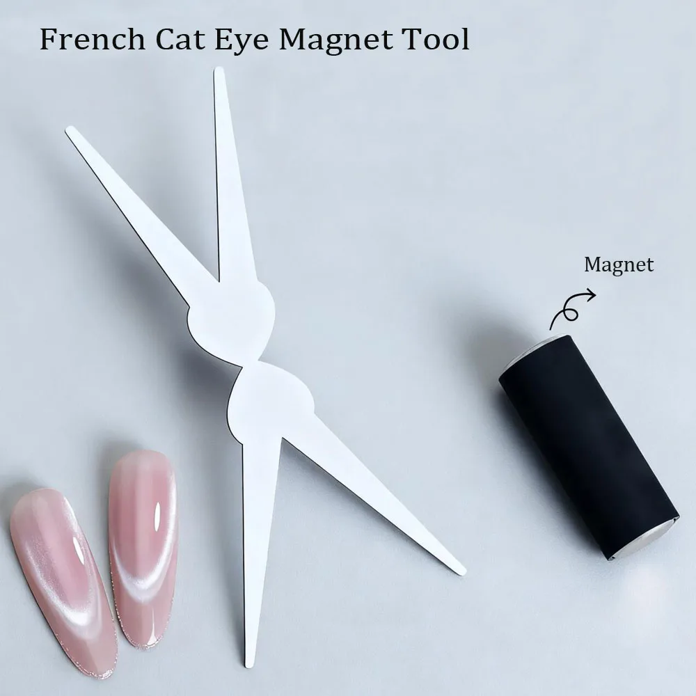 Bâton magnétique Cateye français + feuille de fer en forme de V à Double extrémité, outils pour ongles, Gel UV pour les yeux de chat, barre magnétique pour vernis à ongles, outil auxiliaire Cateye