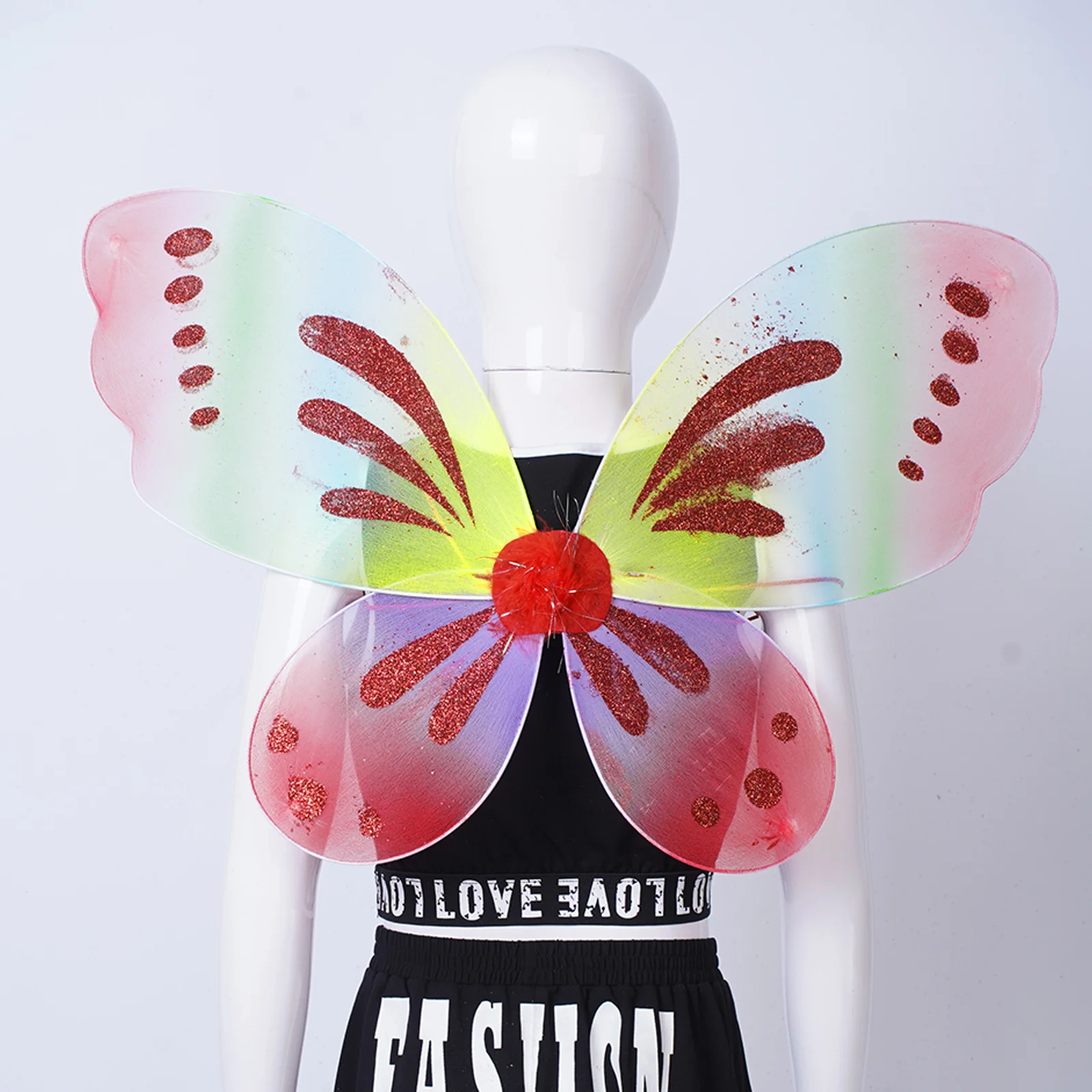 어린이 소녀 할로윈 나비 요정 엘프 코스프레 의상 탄성 어깨 끈 별 요정 지팡이 사진 소품