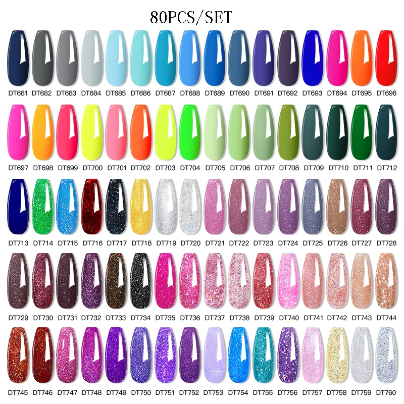 Ontmoet 80/20 Stuks Glittergel Nagellak Set Zomer Sprankelende Semi-Permanente Hybride Nagellak Manicure Kits Voor Nagels