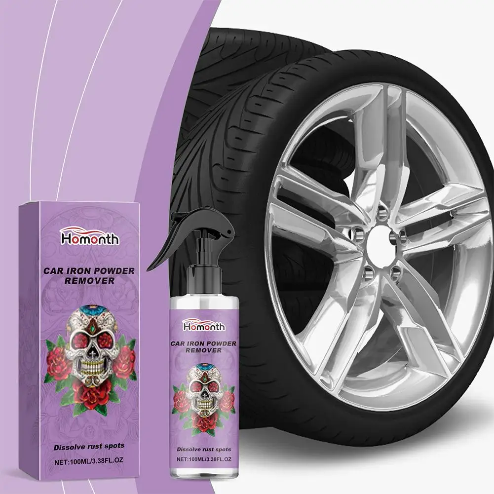 Car Iron Powder Remover Spray 100ml Quick Rust Dissolver for Alloy Wheel Brake Dust