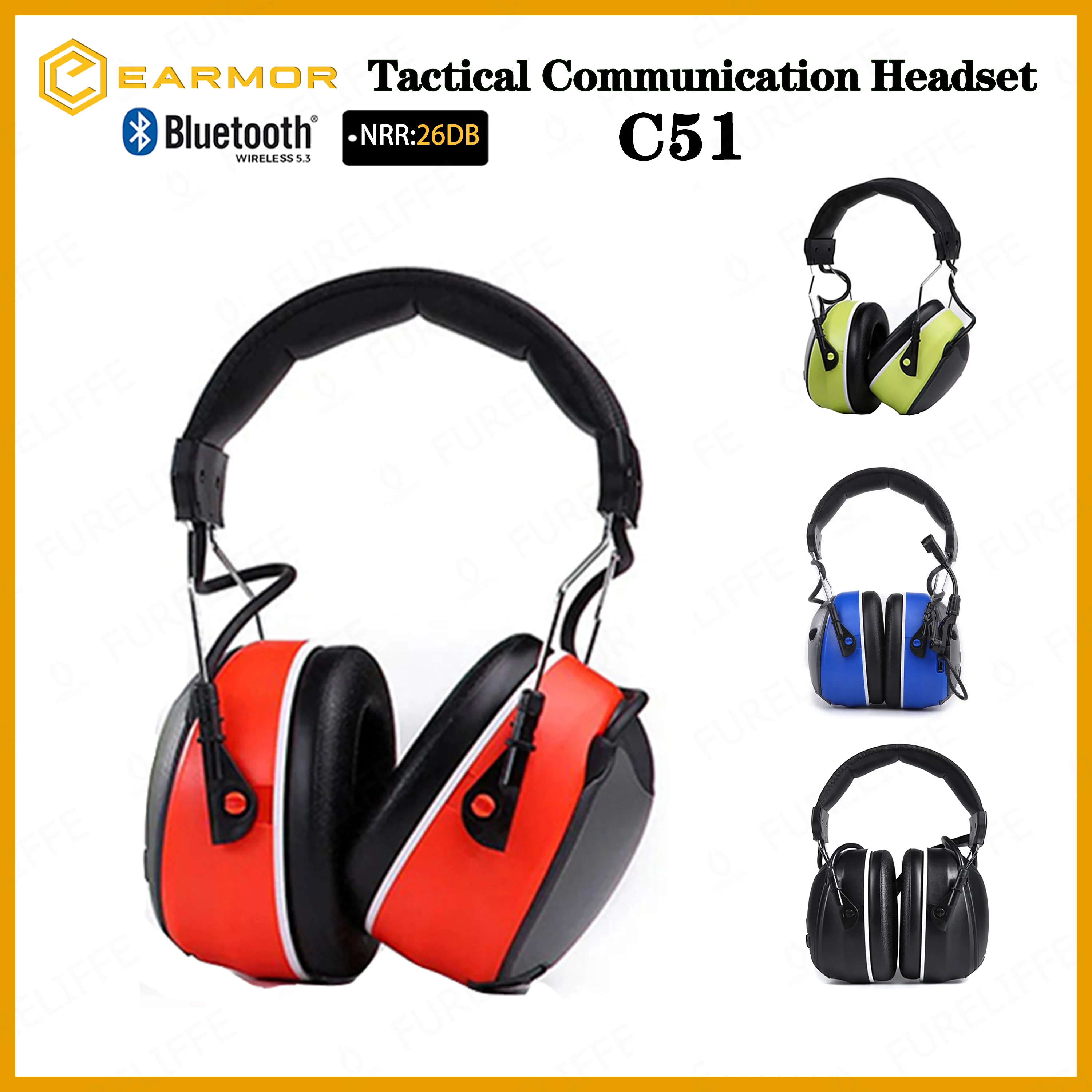 

C51 Bluetooth Electronic Noise Canceling Tactical Communication Headset Hearing Protection Noise-proof Hunting Shooting Earmuffs