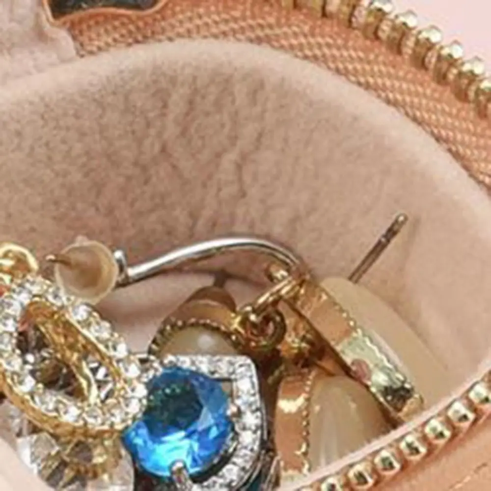 

Vintage Mini Portable Jewelry Box Zipper Square Necklace Ring Case PU Leather Jewelry Display Case Earring Organizer Outdoor