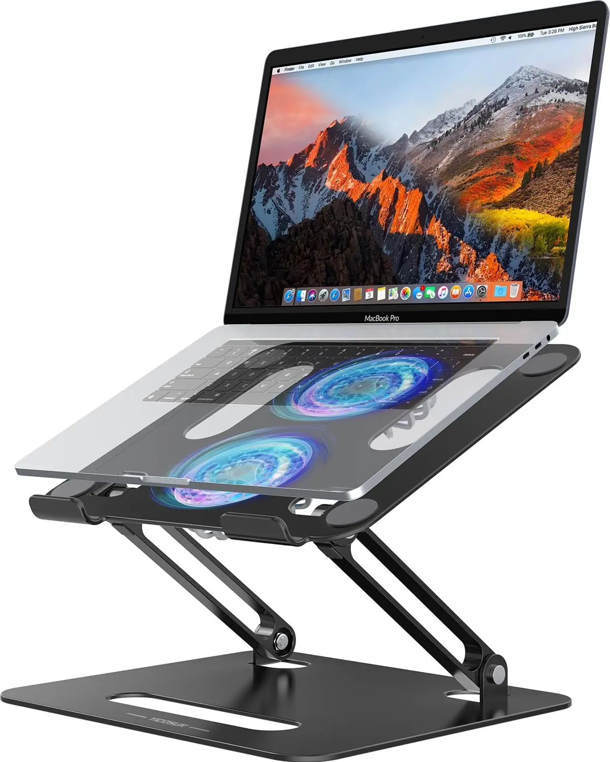

Adjustable Laptop Cooling Stand with Quiet Fans, RGB Lighting, Foldable Design for 10-16 Inch Laptops - Black