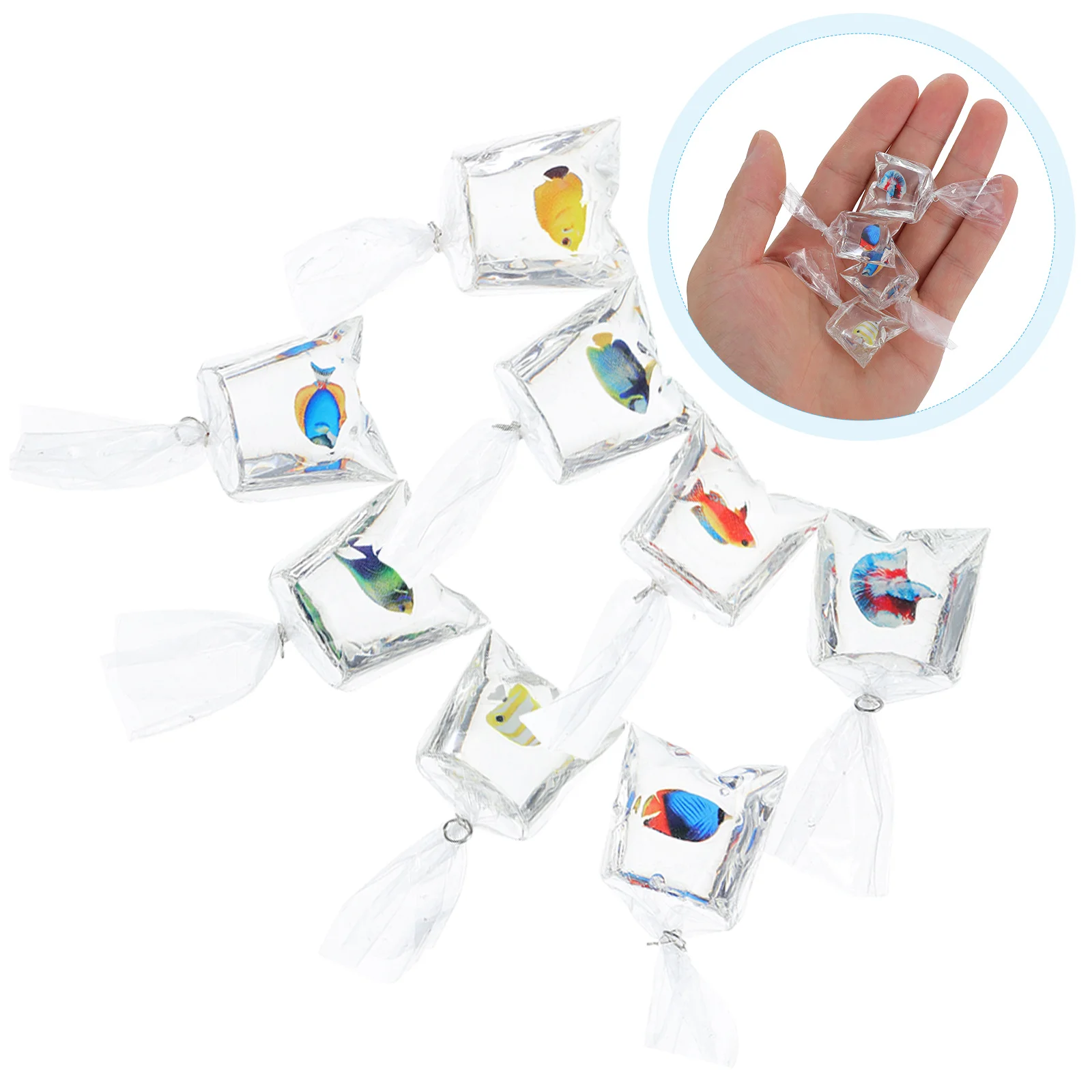 

16pcs Handmade Resin Goldfish Charm Fish Water Bag Pendant Marine Creature Diy Jewelry Making Supplies Transparent Lightweight