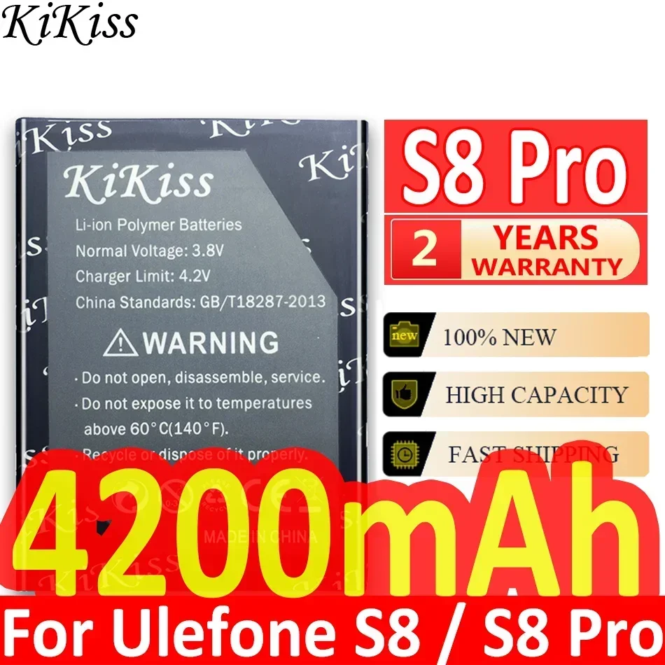 KiKiss Battery Mobile Phone for Ulefone S8 / S8 Pro S8Pro 4200mAh 5.3inch MTK6737 MTK6580 Rechargeable