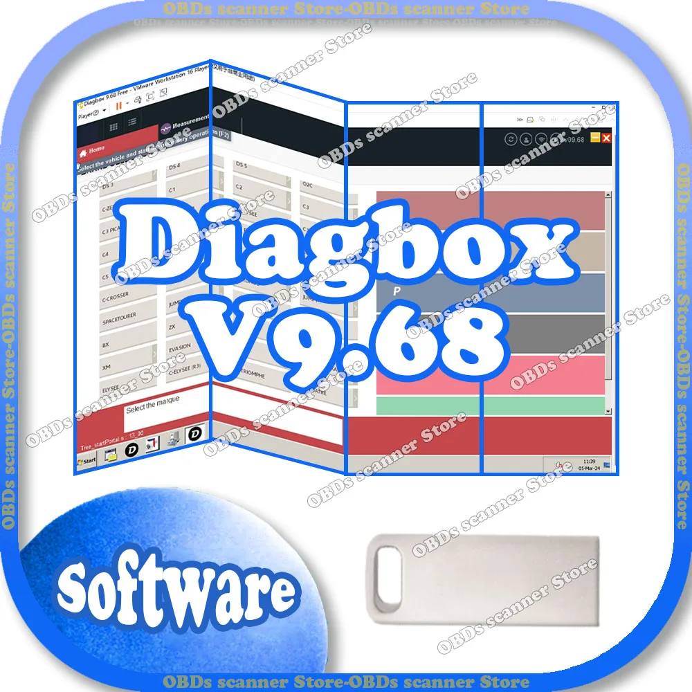 2026 Hot Diagbox V9.68 With Crack Diagnostic Software Work With PP2000 Programming Car Scanner Tool le-xia3 Diagnose Resets VM