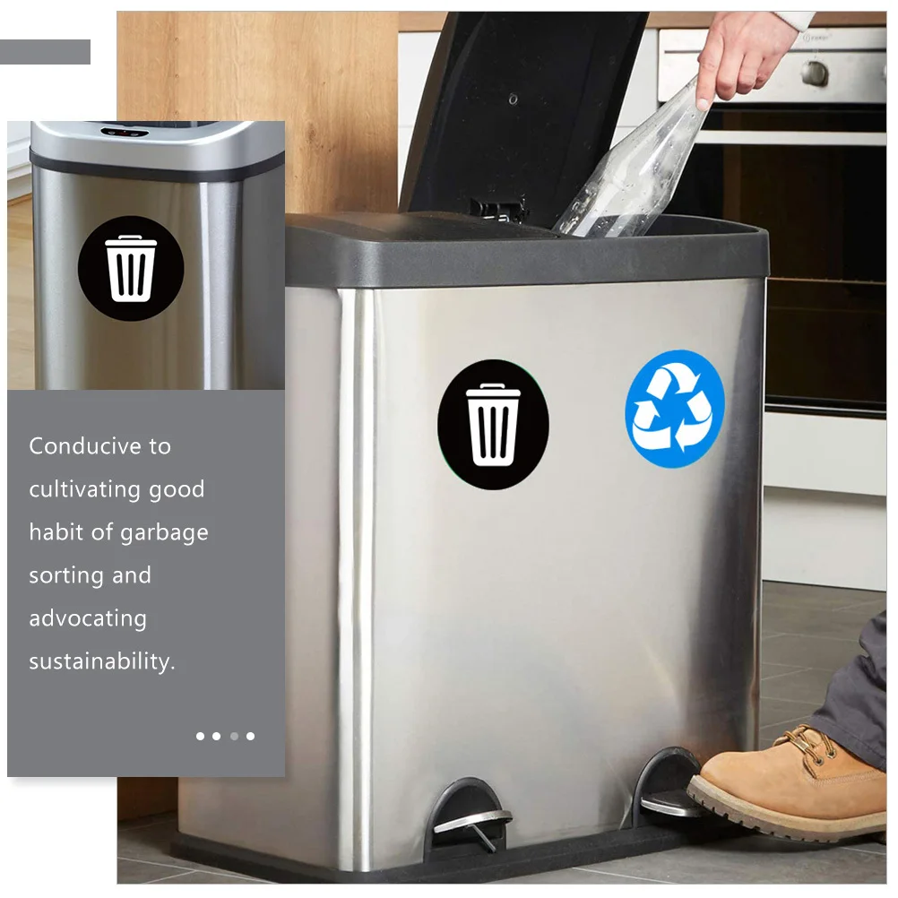 

1 Set Pvc Garbage Classification Stickers Waterproof Self-Adhesive Trash Bin Labels For Waste Sorting Recycling Sticker File