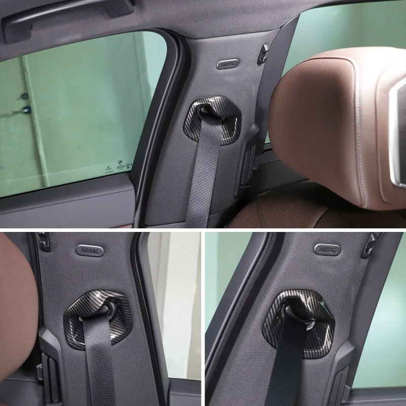 ABS ألياف الكربون السيارات الداخلية تقليم حزام الأمان الأمامي يغطي ل 2023 + BMW 7 سلسلة G70 اكسسوارات السيارات #3