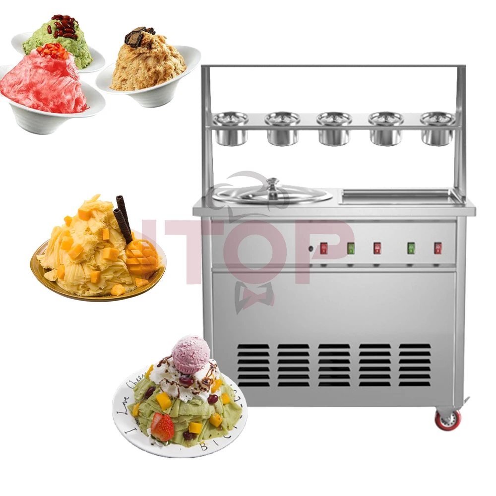 ITOP 1800W Rollo De Helado draagbare ijsmachine Enkele plaat Koken Dubbele plaat ijsroller