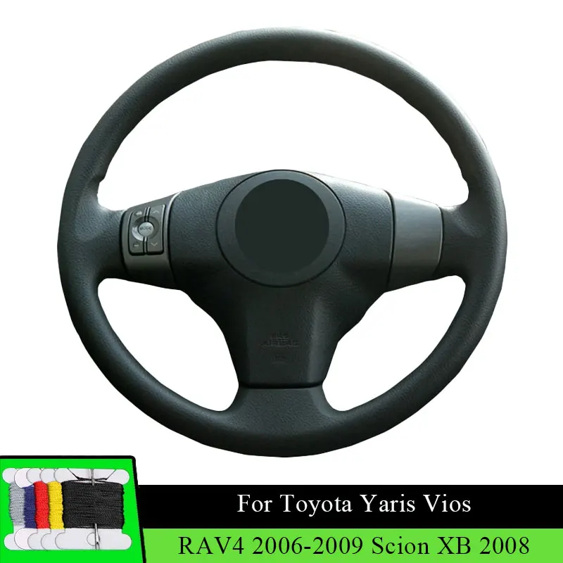 

Scratch-Resistant Car Steering Wheel Cover Microfiber Leather For Toyota Yaris Vios RAV4 Scion XB Non-Slip Auto Steering Wrap
