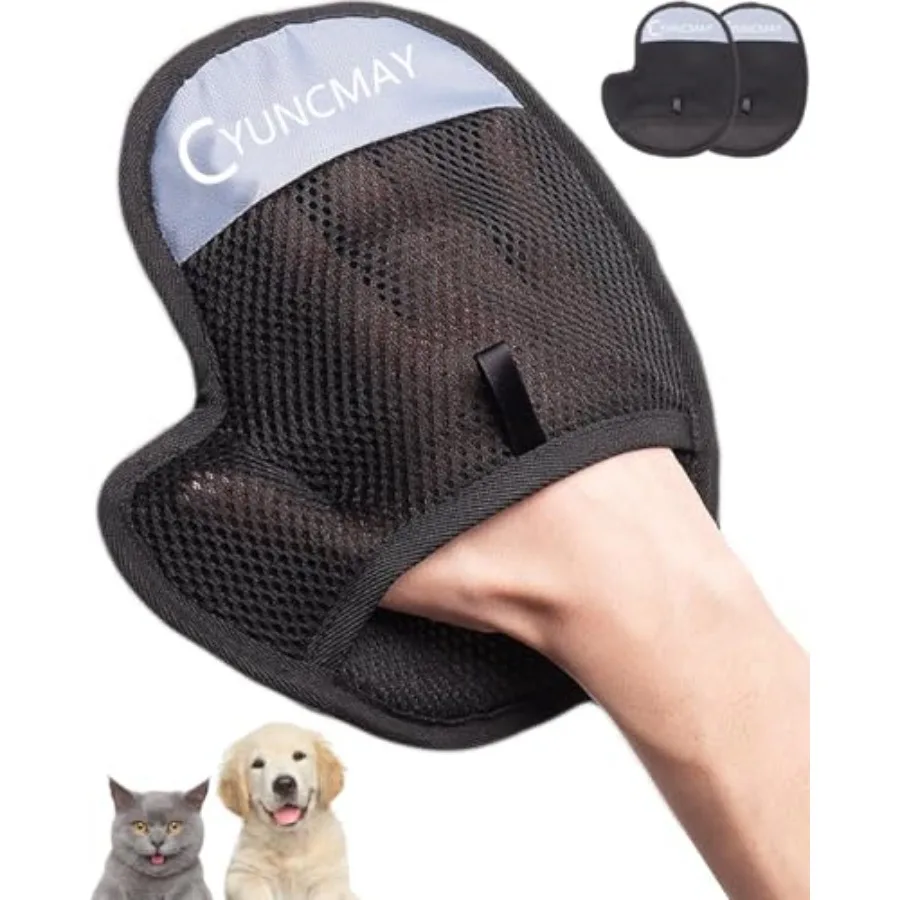 2 PCS Pet Hair Remover Electrostatic Gloves, Reusable Pet Hair Removal Glove for Dogs/Cats, Ergonomic Pet Grooming Gloves for F