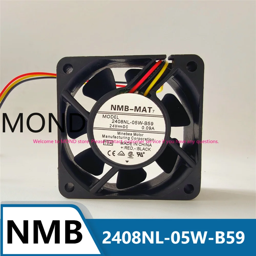 NMB 2408NL-05W-B59 Server Cooling Fan NMB-MAT DC24V 0.09A 6020 6CM High Air Axial Flow CPU Inverter Cooler