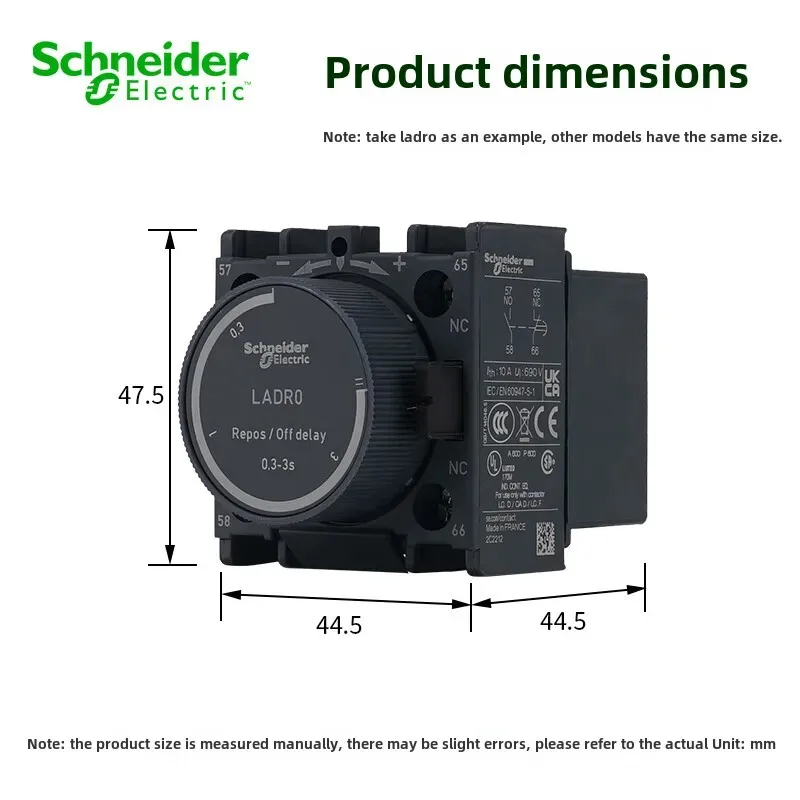 Schneider Electric LADT2 LADTO LADS2 LADR2 LADR4 Delay Touchpoint Module - Power-off Delay Suitable for LC1D Contactors