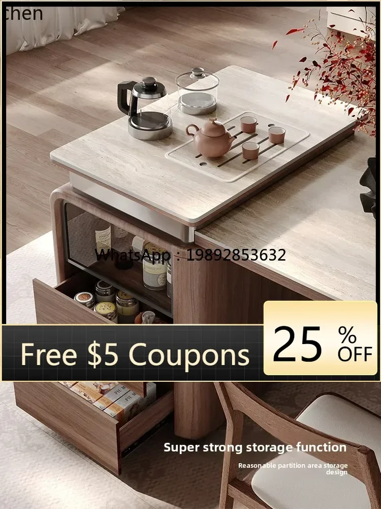 

AB retractable household small apartment high-end restaurant retro solid wood dining table and chair combination