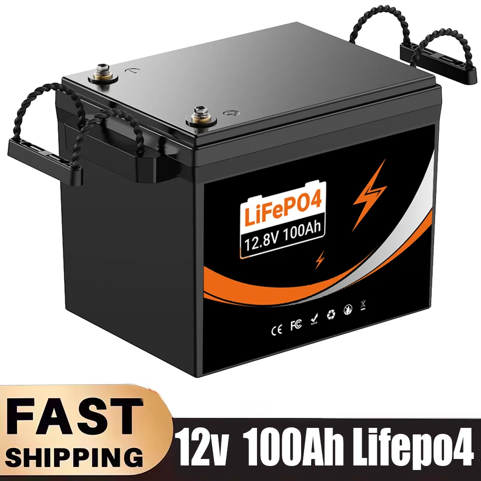 12V 100Ah Lithium Iron Phosphate Battery - 2000-7000 Cycles, Built-in BMS for RV, Solar, Boat, Trolling Motor, UPS