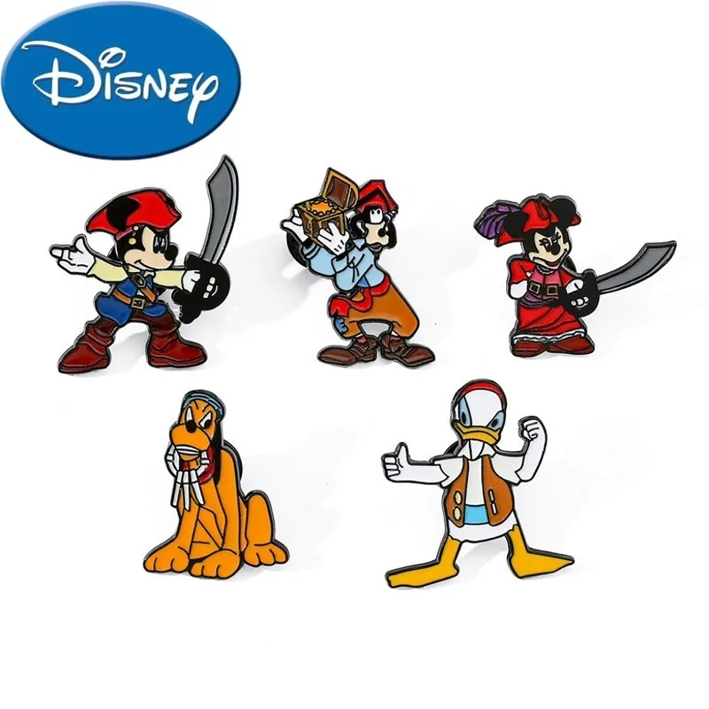 Disney Pirate Enamel Pins Cartoon Mickey Mouse Donald Duck Goofy Character Brooch Lapel Badge Cute Jewelry for Men Women Gifts