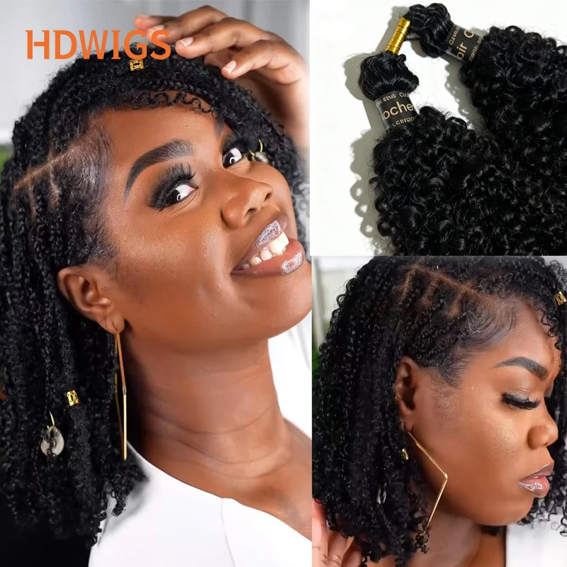 Clear Stock Knotless Pre-Separated Crochet Hair Extensions Human Hair Afro Kinky Curly Crochet Hair Natural Color Feather Hair