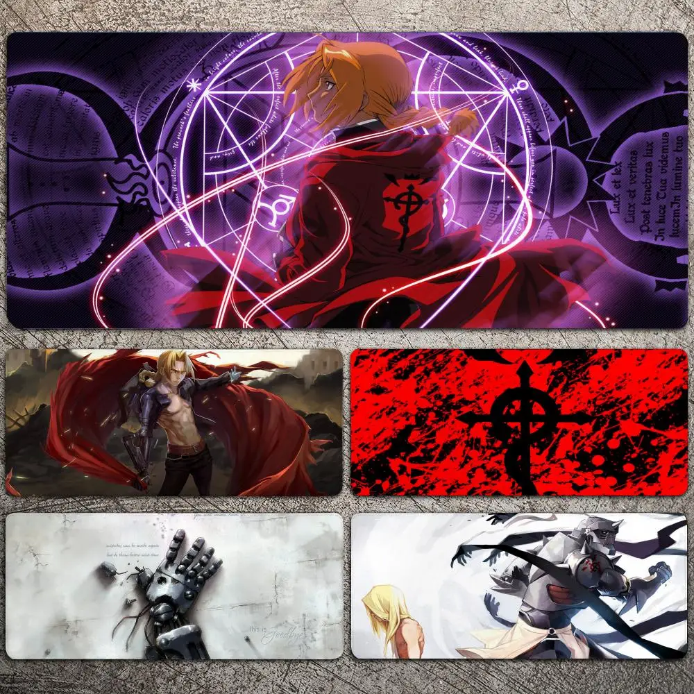 Anime fullmetal alchemist mousepad grande gaming mouse pad lockedge engrossado teclado de computador mesa tapete