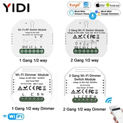 Módulo de interruptor de luz inteligente con WiFi, dispositivo con Control remoto por voz, 1/2 vías, atenuador de 1/2 entradas, compatible con Smart Life, Tuya, Google Home y Alexa