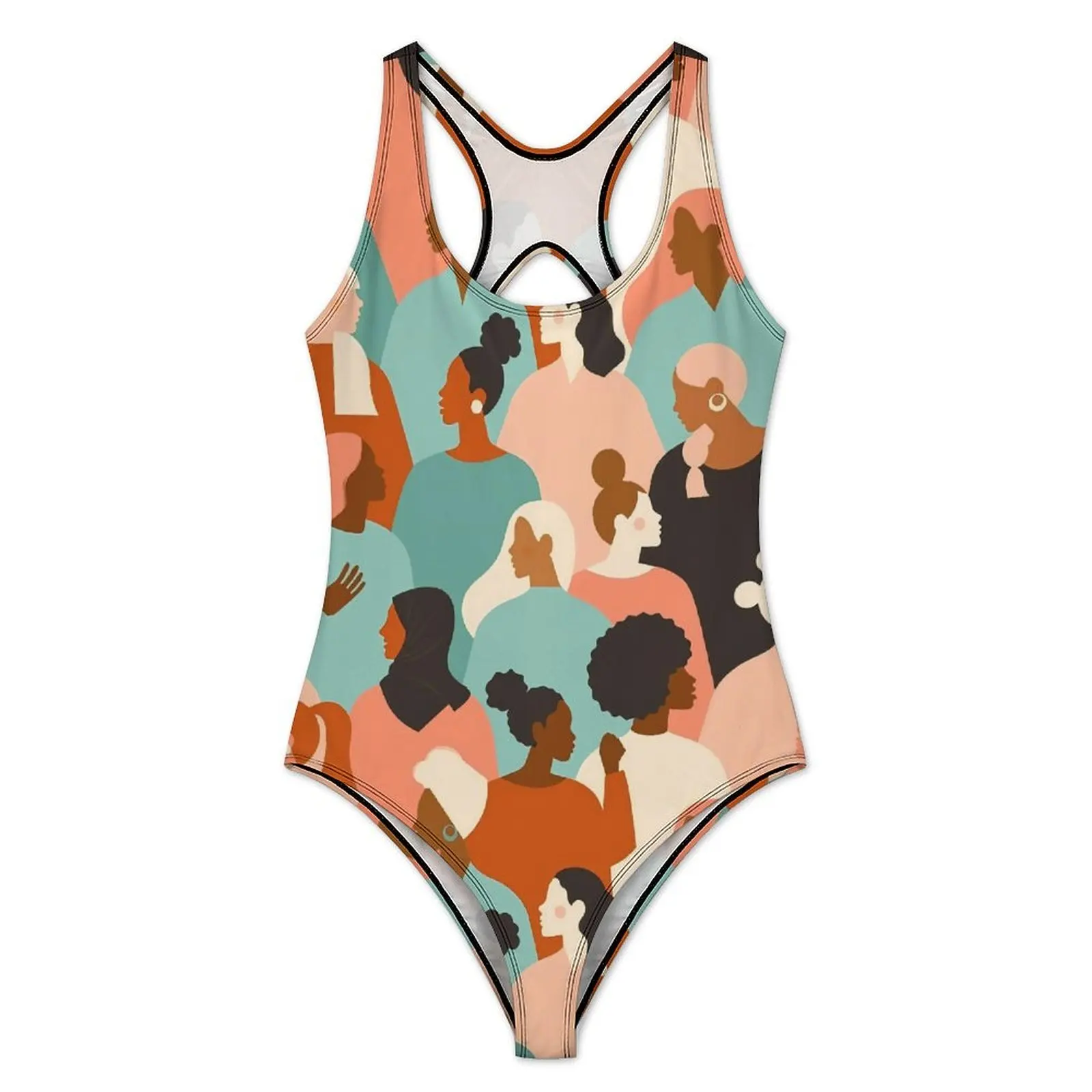 Character Lady Swimsuit Female Diverse Faces Push Up Swimwear One Piece Fitness Monokini Bodysuit Sexy Custom DIY Beach Outfits