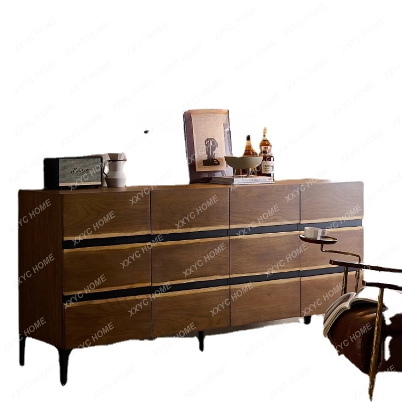 

Tqh Vintage Mid-Ancient Solid Wood Metal Oak Sideboard Cabinet Industrial Silent Style Tea Sideboard Cabinet