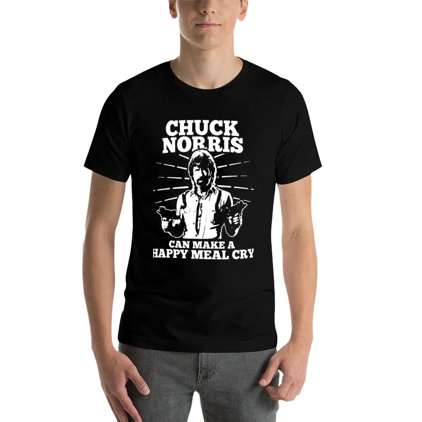 تي شيرت Chuck Norris Meal Cry For Fans تي شيرت رجالي برسوم جرافيك تي شيرت للرجال بقصة ضيقة