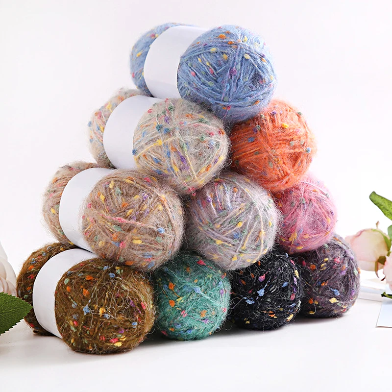 50g/Ball Colorful Dots Mohair Yarns 1Ply Hand Knitted Crochet Woven Scarf Shawl Crafts Yarns Soft Thread For Kinitting DIY Craft