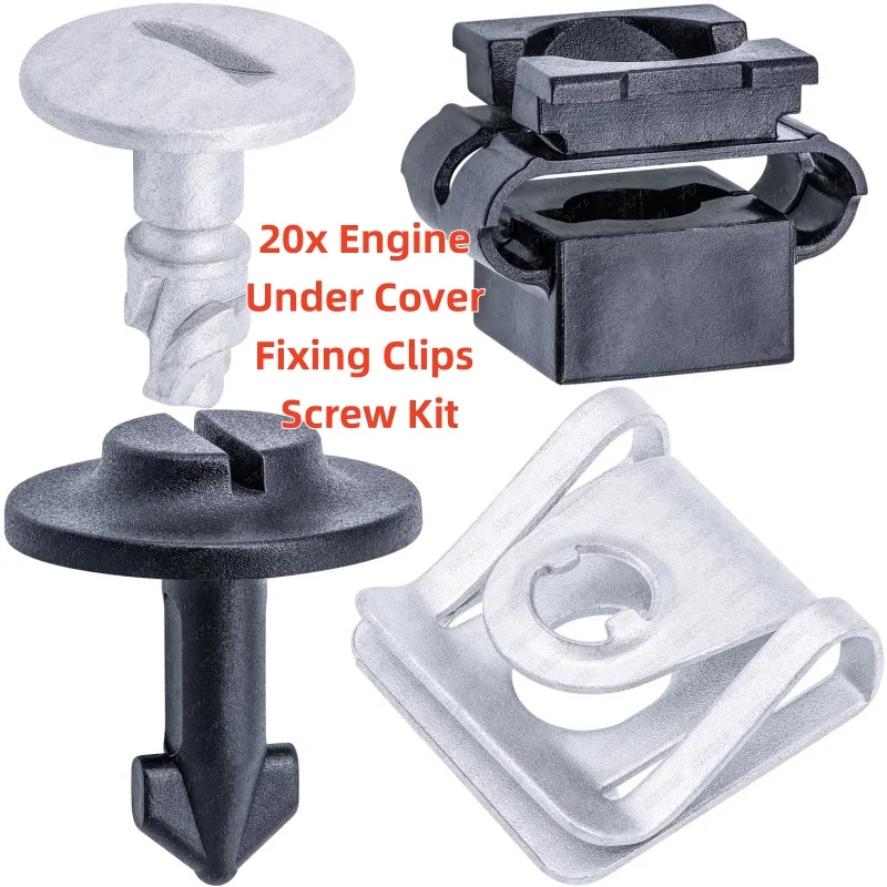20 Sets Engine Under Tray Cover U-Type Nut Fasteners Screw For AUDI A4 A6 A8 VW Engine Guard Plate Screw Buckle Set