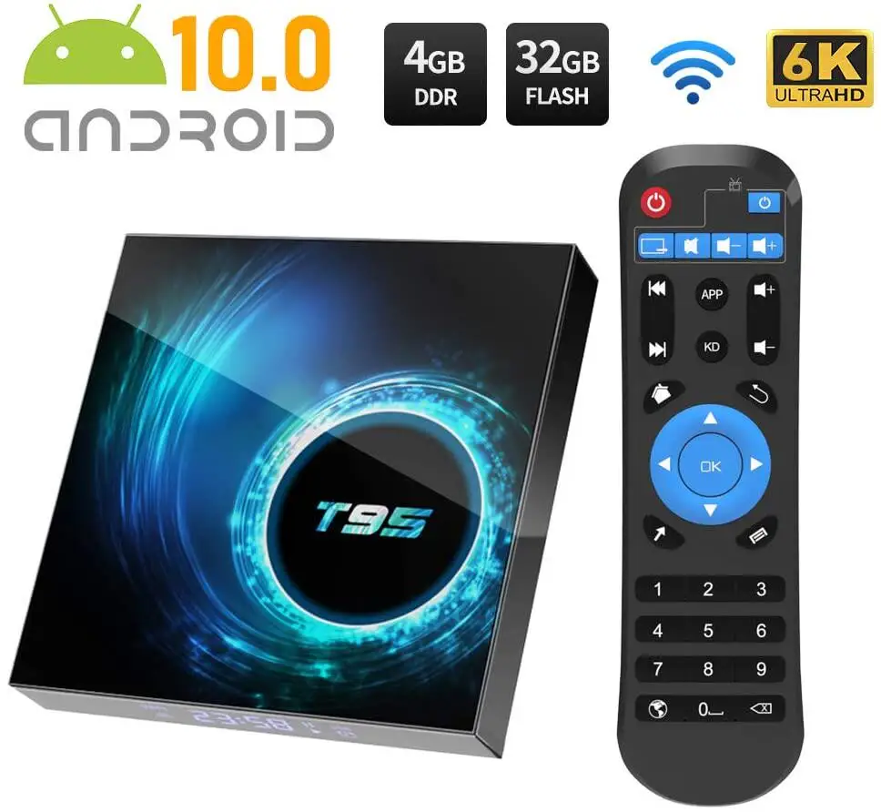 

ТВ-приставка T95 Smart TV Box на Android 10 с Wi-Fi, 4K, четырехъядерным процессором и поддержкой HD