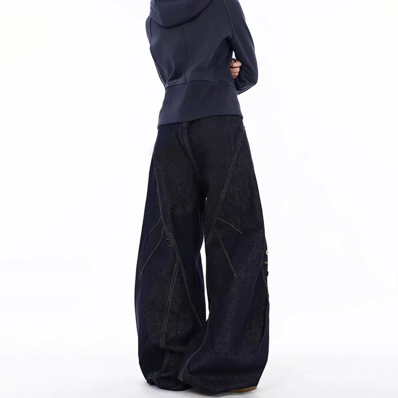 WTHT แฟชั่นผู้ชายสีทึบปุ่มหลวม DENIM กางเกงสไตล์อเมริกันวินเทจ Wude ขากางเกงยีนส์ชาย 2025 ฤดูร้อน 2A1130