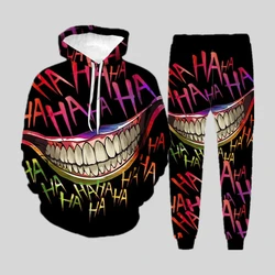 Autumn HAHAHA Big Mouth 3D Printed Hoodie Suit Men Sweatshirts Sweatpants Casual Fashion Two Piece Tracksuit Set Men's Clothing