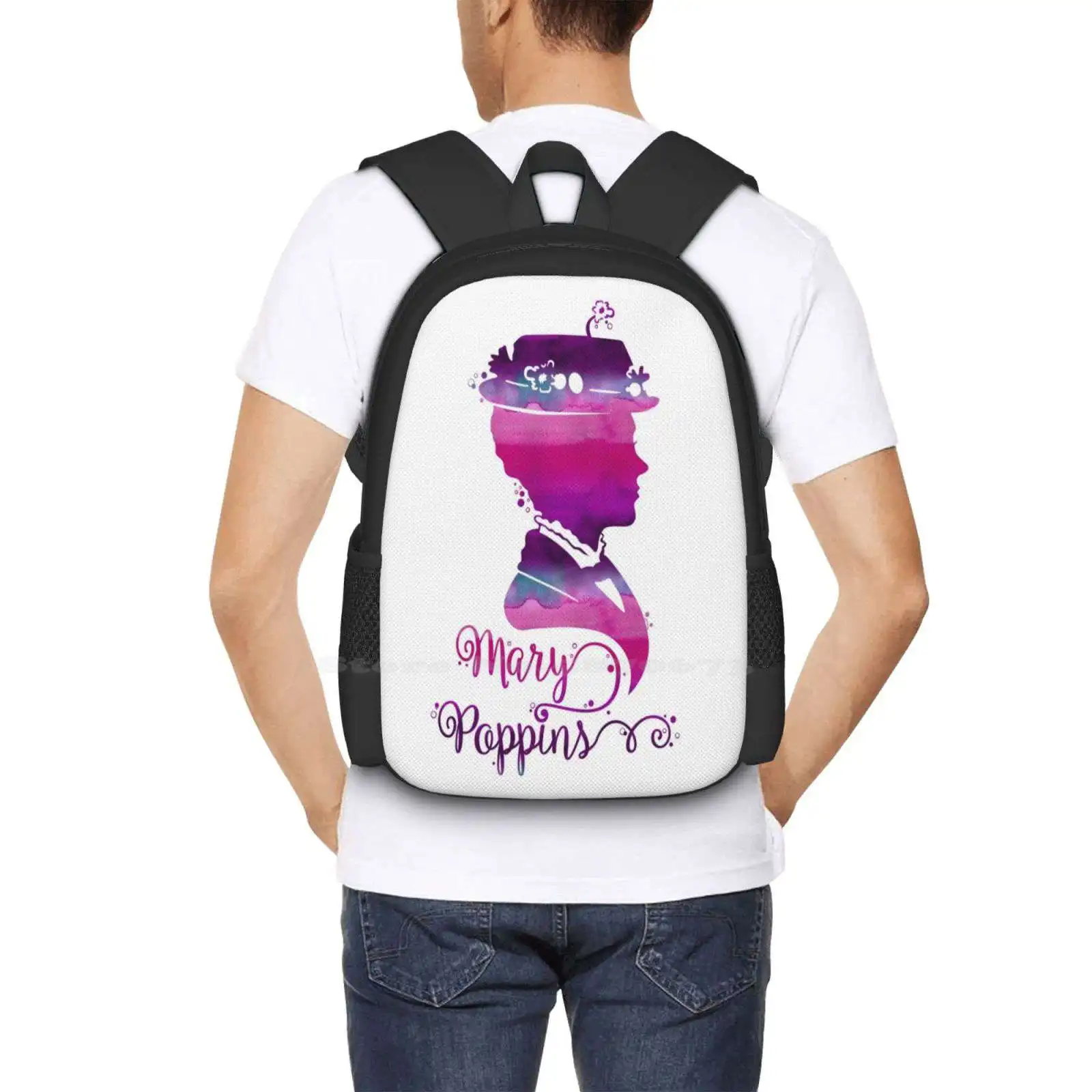 Fashion Pattern Design Travel Laptop School Backpack Bag Portrait Silhouette Silhouette Julie Andrews Musical Watercolor