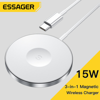 Essager 15W Magnetic Wireless Charger For iPhone 14 13 12 For Airpods Pro 3 in 1 Qi Wireless Charging Pad For iWatch Fast Charge