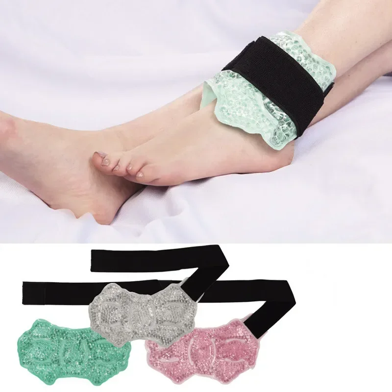 2/1Pcs Ankle Brace Support Ice Pack Therapy Hot Cold Therapy Flexible Gel Beads Foot Cooling Aid Sports Injuries Pain Relief