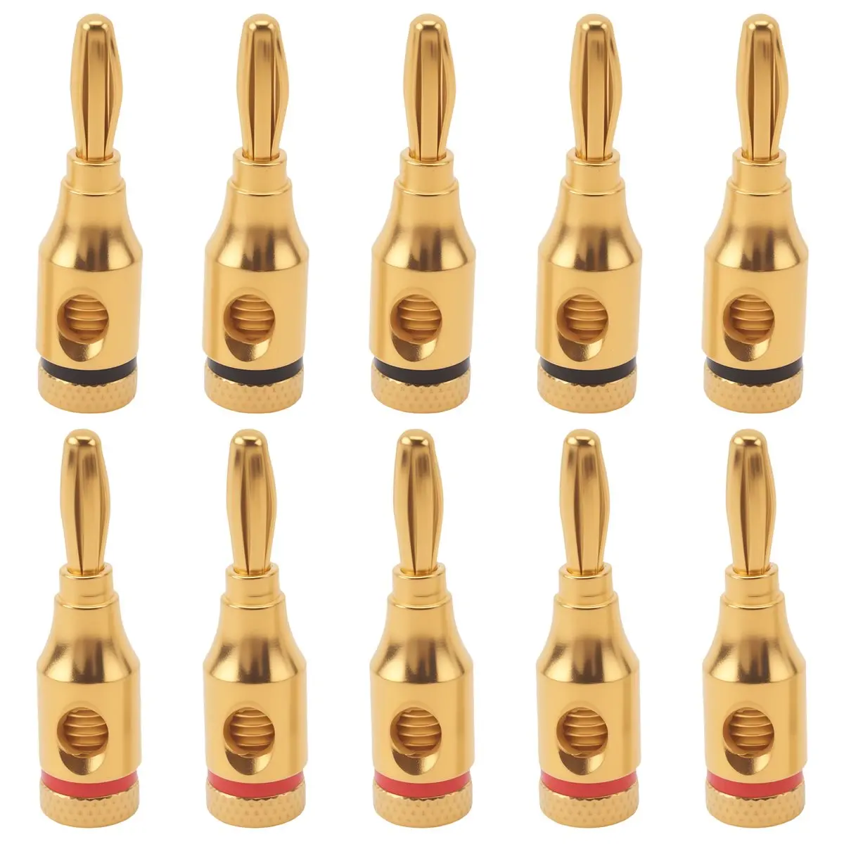 DT19 5 Pairs Banana Plugs 24k Open Screw Type Speaker Connectors for Audio Amplifier Sound System