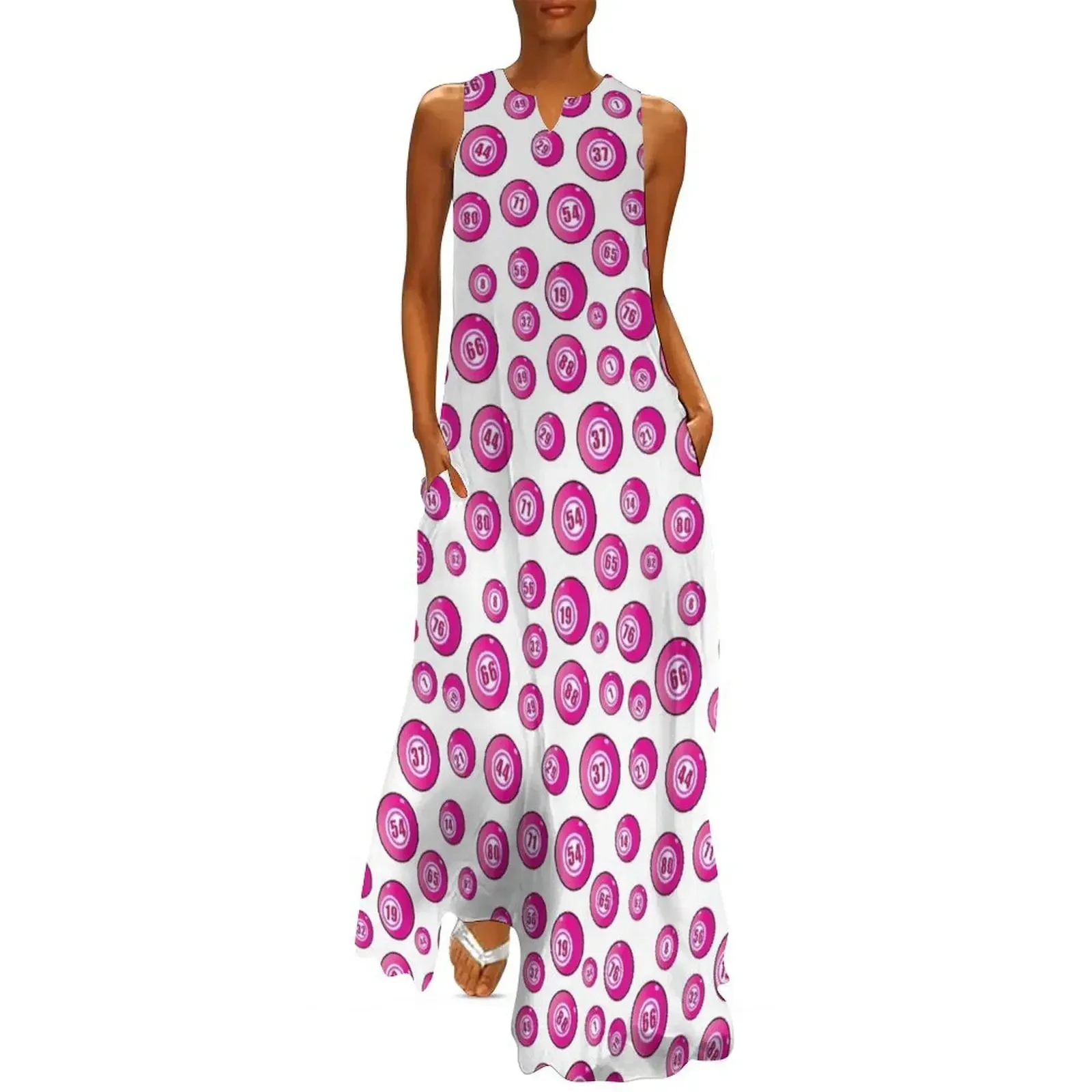 

Bingo Lover Pink Bingo Balls Pattern Long Dress summer dresses for women 2025 Women's evening dress summer dresses Dress