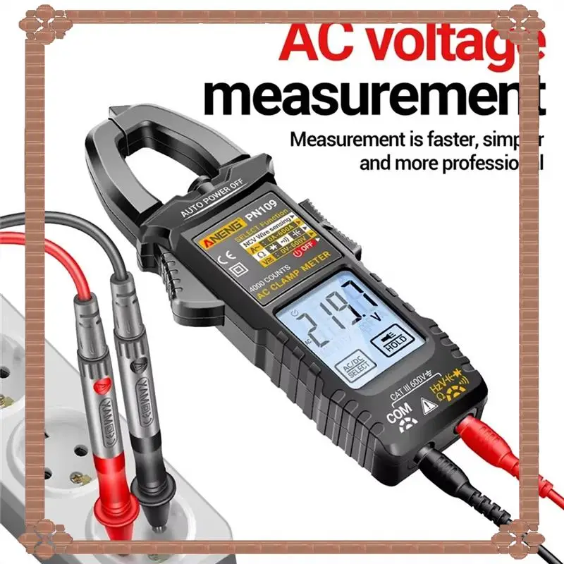 24-Hour Delivery  PN109 Smart Clamp Meter Multimeter Digital 4000 Count 600A High Current NCV Capacitance Non-Contact Volta