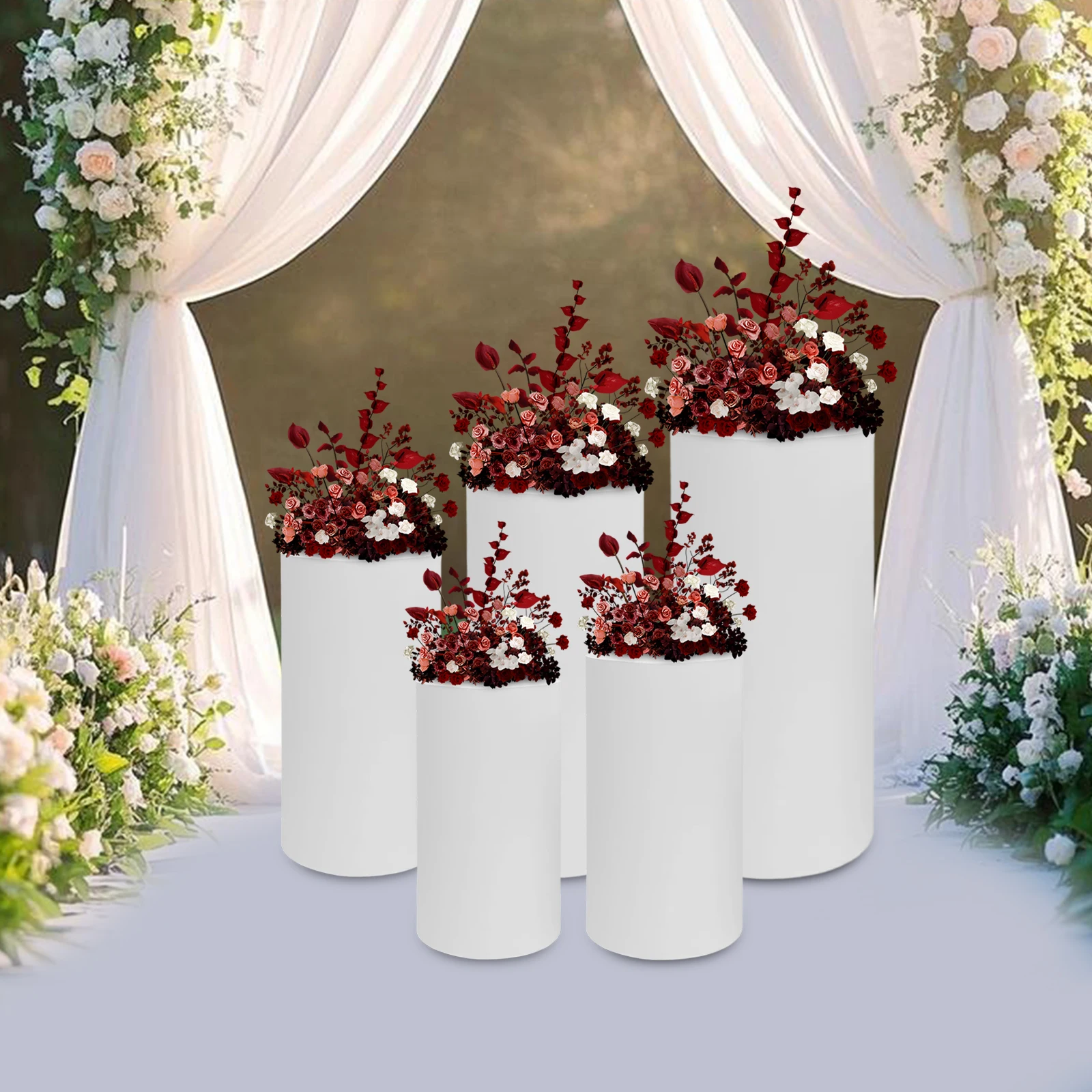 5 قطعة حوامل عرض الحلوى الأسطوانية ، حفل زفاف كعكة حامل مجموعة كعكة عرض اسطوانة ، حامل عرض دائري للزينة #2