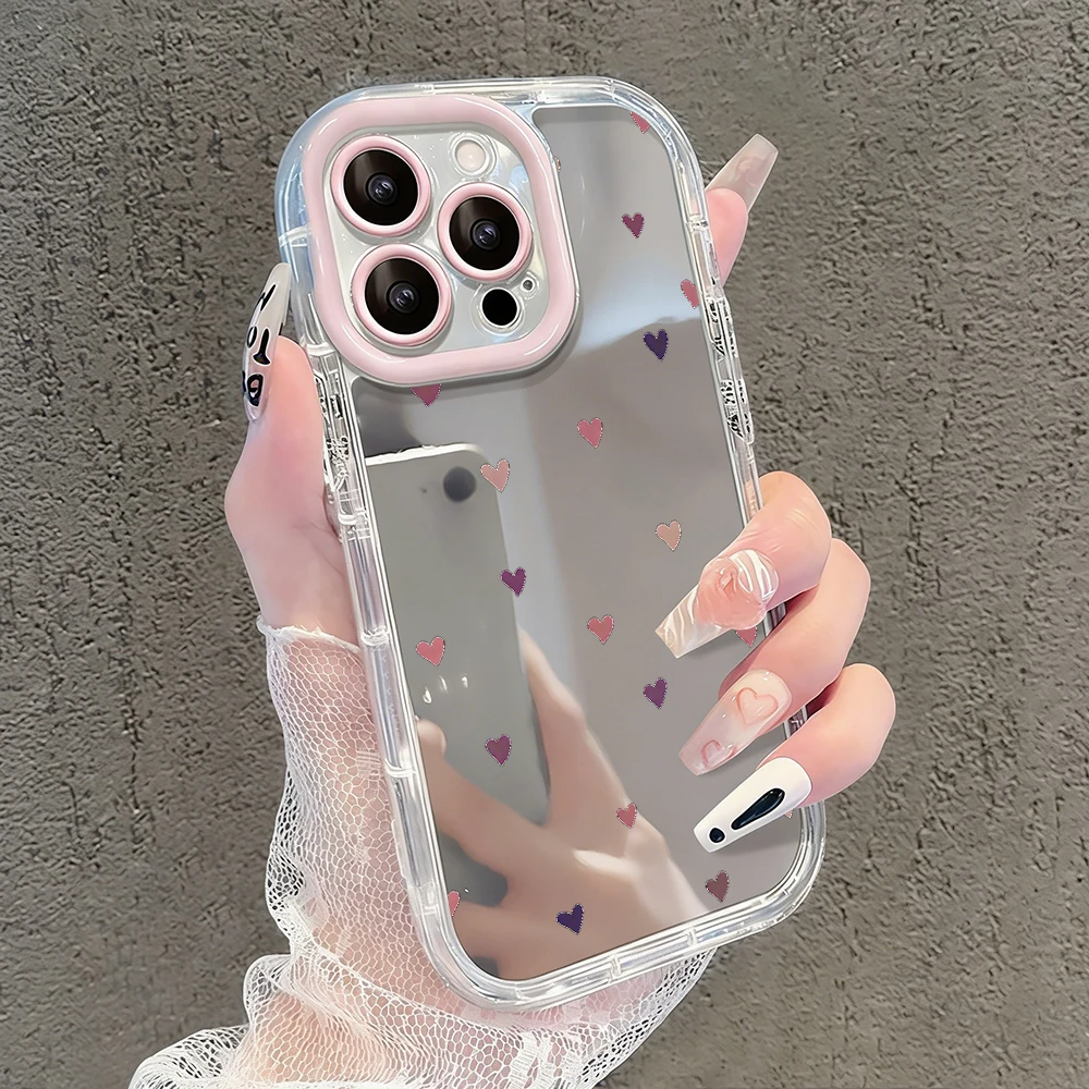 Einfache Stern-Polka-Dots Air-Cushion-Spiegel-Handyhülle für iPhone 17 15 14 16 Pro Max 13 12 11 Pro XR XS 7 8 Plus 17Air Girl Cover – Detail 1
