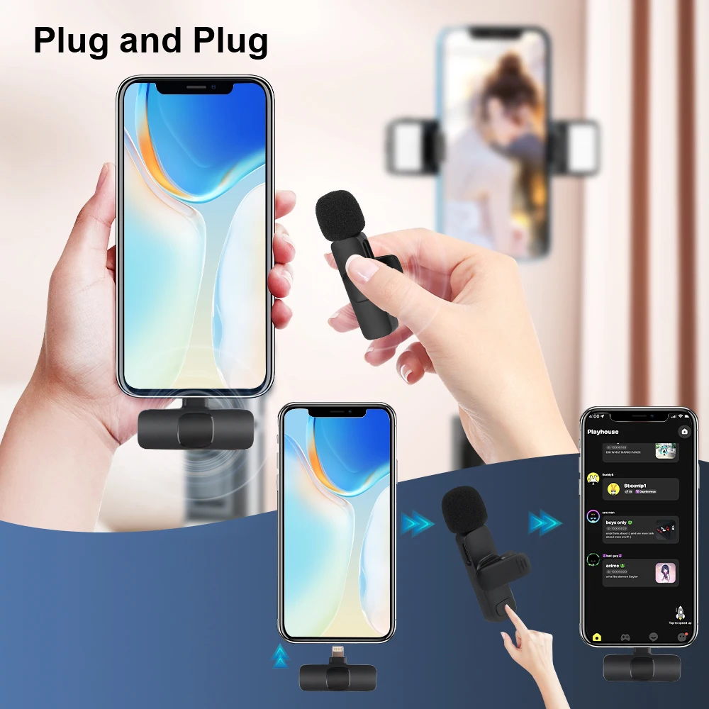 Microfone sem fio transmissão ao vivo micro kit mini microfone bluetooth para iphone android telefone celular lapela microfone de lapela ​ K9