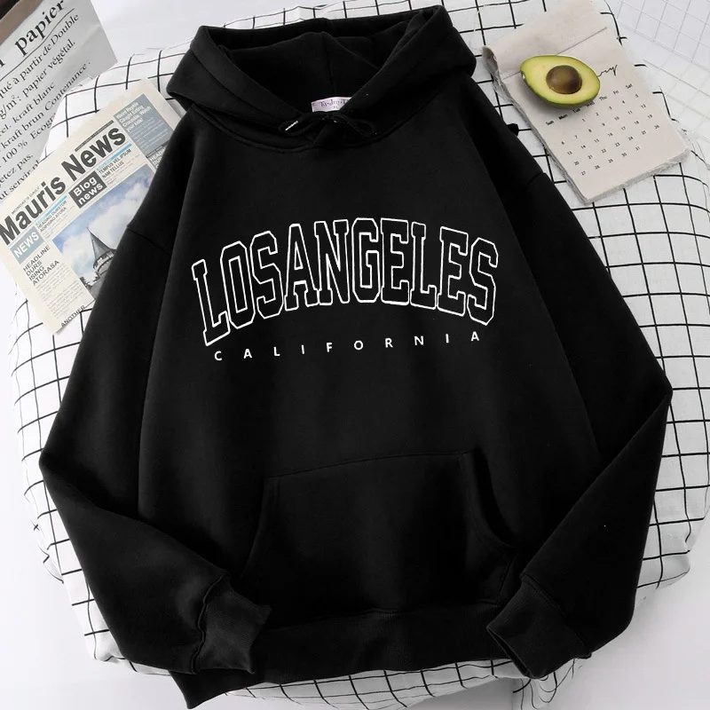 

Los Angeles California Hoodies Women Fashion Novelty Casual Hooded Basic All Match Sweatshirt Warm Comfortable Fleece New Hoody