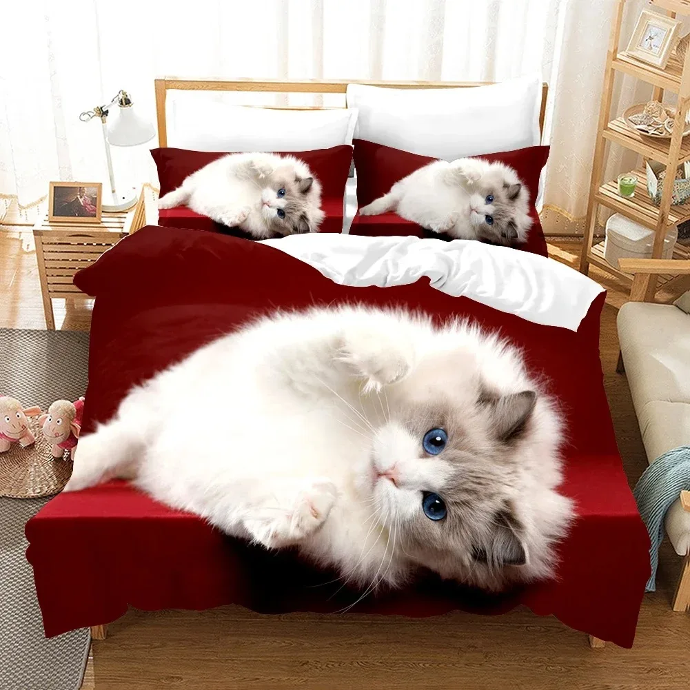 3D Cute Wolves Cat Dog Print Bedding Set Cute Duvet Quilt Cover Wild Animal Tribal Bed Cover With Pillowcases Custom Bed Linen