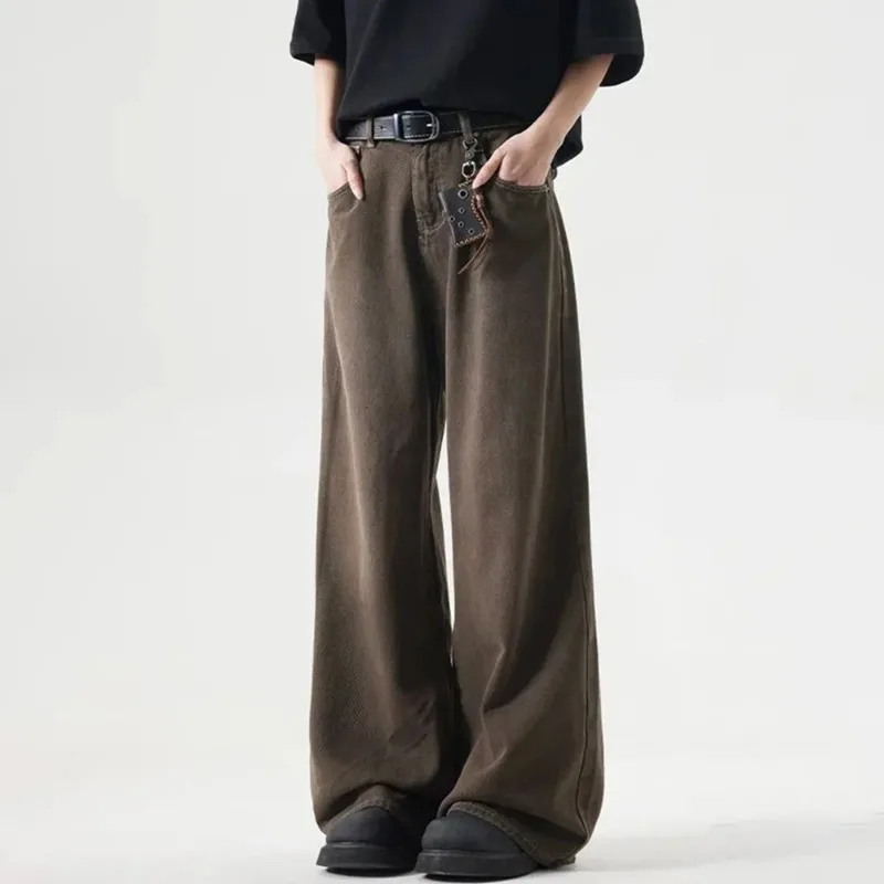 

Мужские длинные брюки, окрашенные джинсы, осенние повседневные гавайские повседневные износостойкие брюки в американском стиле, мужская одежда унисекс 2025 г.