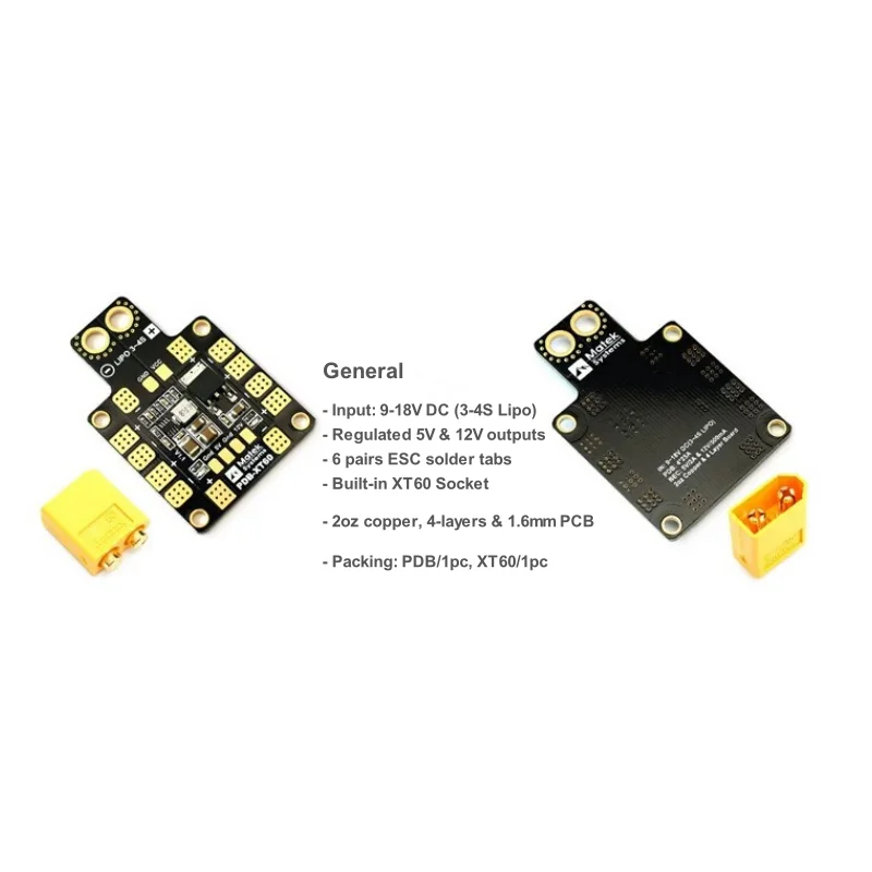 Matek Mini Power Hub PDB XT60 Power Distribution Board with BEC 5V/2A 12V/0.5A For RC FPV 250 Multiaxis Flight control Universal