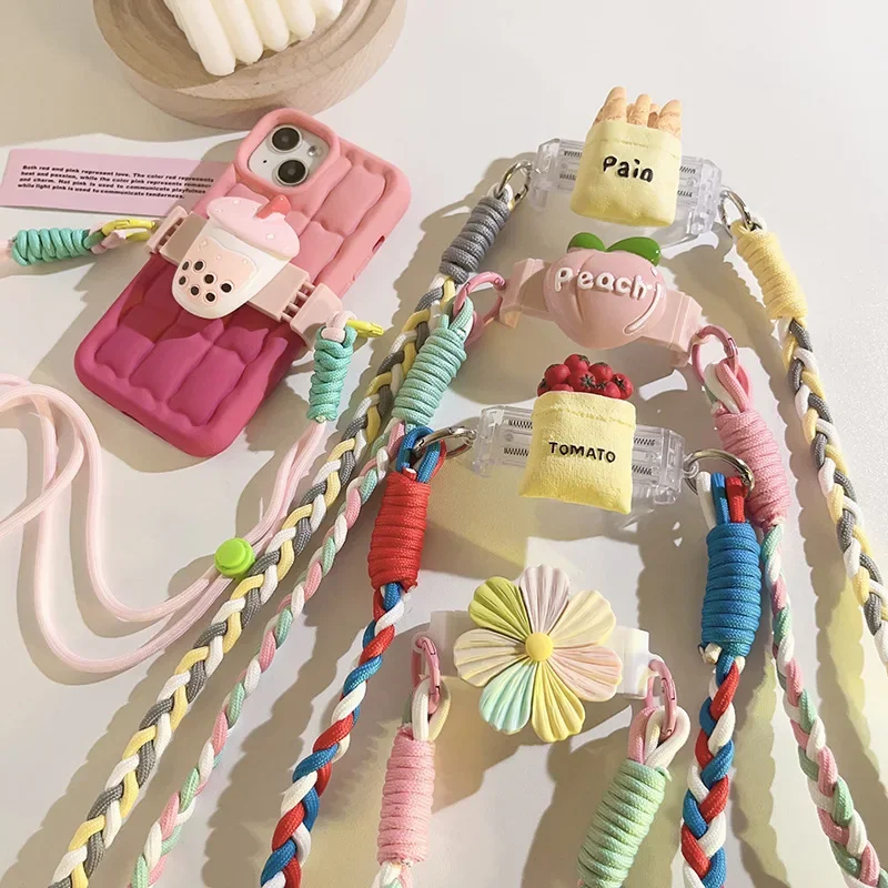 

Чехол для телефона с цветком пастельного цвета и ремешком через плечо — тканый зажим на спине, универсальная посадка, ремешок с боковой подвеской для использования на открытом воздухе