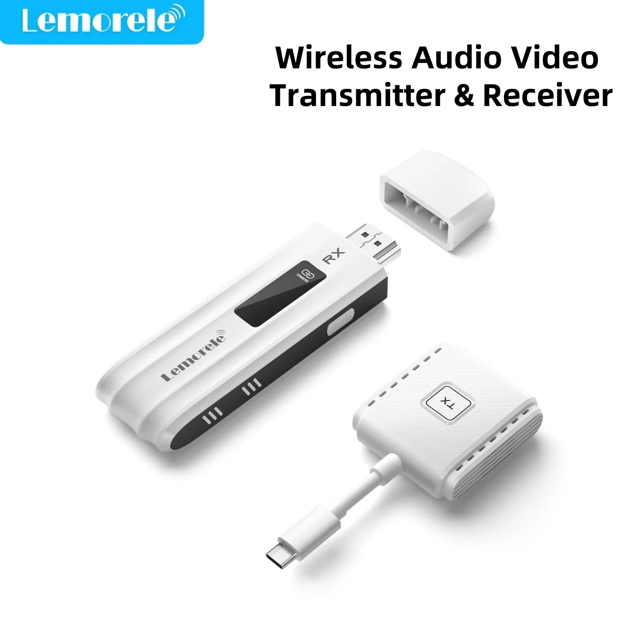 

Lemorele 50m Type-C Wireless Video Transmitter HDMI Receiver Extender Kit 1080P Display Adapter for Camera Monitor PC To TV