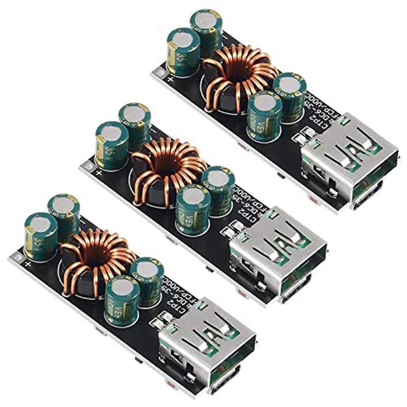 3 Piece 60W 6-35V DC To USB Type C PD 3.0 QC4.0 + & Type A QC3.0 DC Fast Charge 12V 24V Step-Down Power Module Easy Install