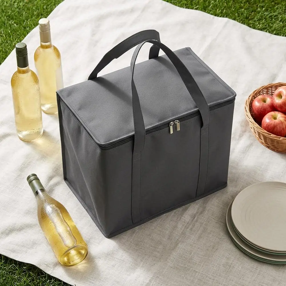 Portable Zipper Insulated Bag Thickened Lining Cool Warm Preservation Bag For Frozen Food Outdoor Picnic Daily Carry Home Use