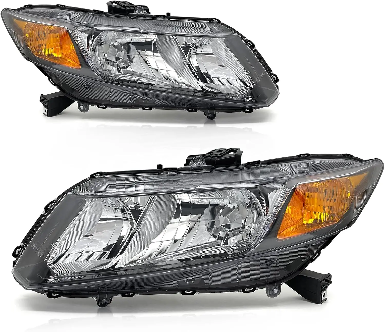 for 2012 2013 2014 2015 Civic 4DR Sedan Headlight Assembly compatible with 12-13 Honda Civic 2DR Coupe Clear Lens Black Housing